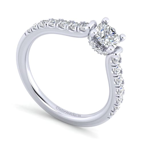 14K White Gold Hidden Halo Round Diamond Engagement Ring 14K White Gold Hidden Halo Round Diamond Engagement Ring
