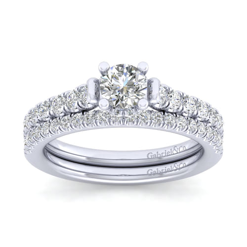 14K White Gold Hidden Halo Round Diamond Engagement Ring 14K White Gold Hidden Halo Round Diamond Engagement Ring