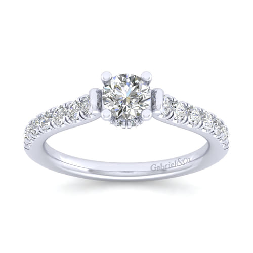 14K White Gold Hidden Halo Round Diamond Engagement Ring 14K White Gold Hidden Halo Round Diamond Engagement Ring