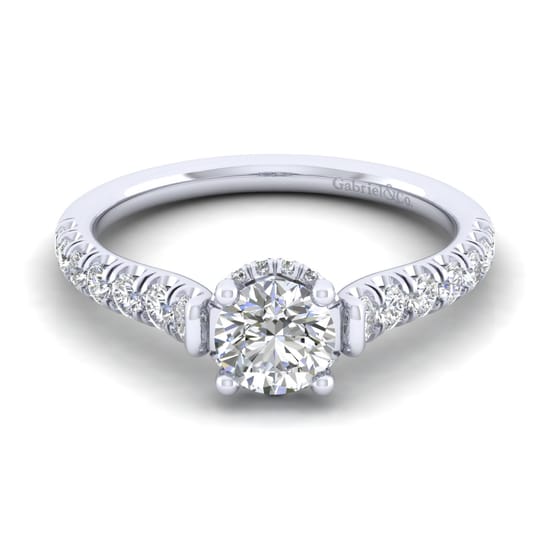 Gabriel - 14K White Gold Hidden Halo Round Diamond Engagement Ring