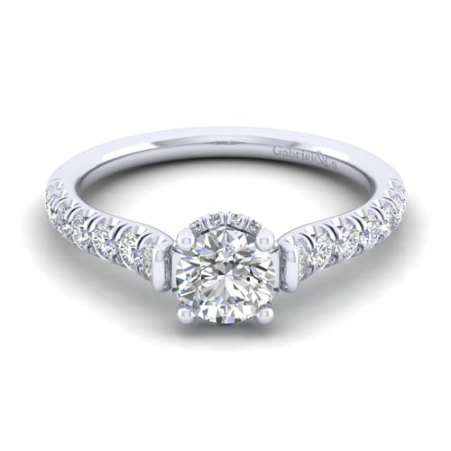 14K White Gold Hidden Halo Round Diamond Engagement Ring 14K White Gold Hidden Halo Round Diamond Engagement Ring