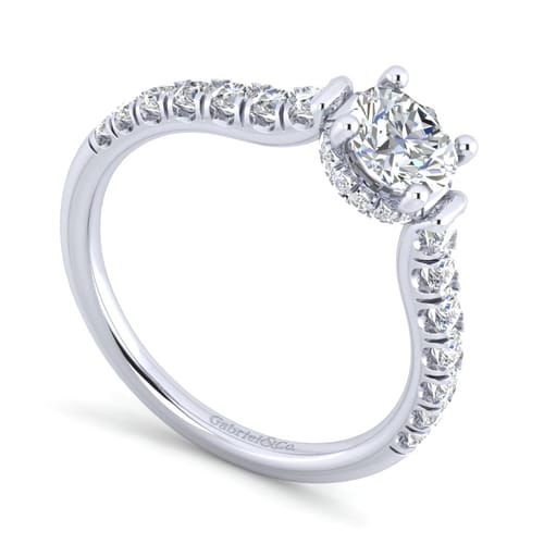 14K White Gold Hidden Halo Round Diamond Engagement Ring 14K White Gold Hidden Halo Round Diamond Engagement Ring