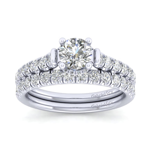 14K White Gold Hidden Halo Round Diamond Engagement Ring 14K White Gold Hidden Halo Round Diamond Engagement Ring