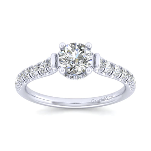 14K White Gold Hidden Halo Round Diamond Engagement Ring 14K White Gold Hidden Halo Round Diamond Engagement Ring