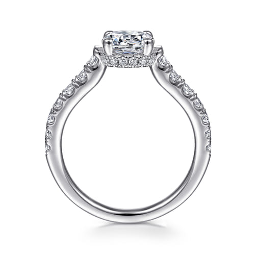 14K White Gold Hidden Halo Round Diamond Engagement Ring