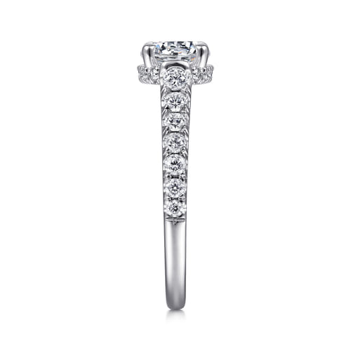 14K White Gold Hidden Halo Round Diamond Engagement Ring