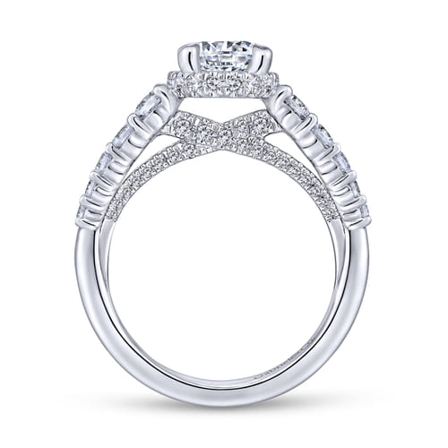 14K White Gold Hidden Halo Round Diamond Engagement Ring