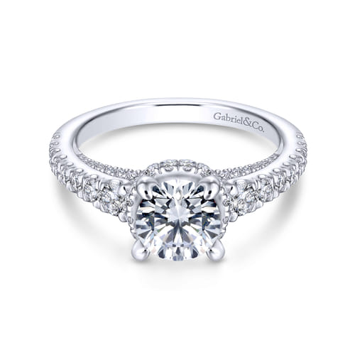14K White Gold Hidden Halo Round Diamond Engagement Ring 14K White Gold Hidden Halo Round Diamond Engagement Ring