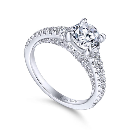 14K White Gold Hidden Halo Round Diamond Engagement Ring 14K White Gold Hidden Halo Round Diamond Engagement Ring
