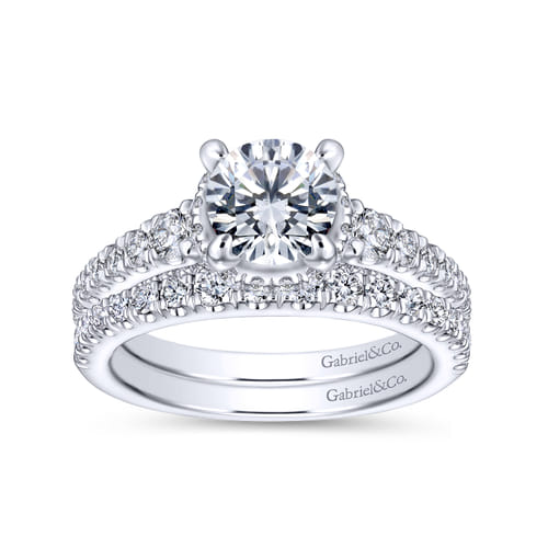 14K White Gold Hidden Halo Round Diamond Engagement Ring 14K White Gold Hidden Halo Round Diamond Engagement Ring
