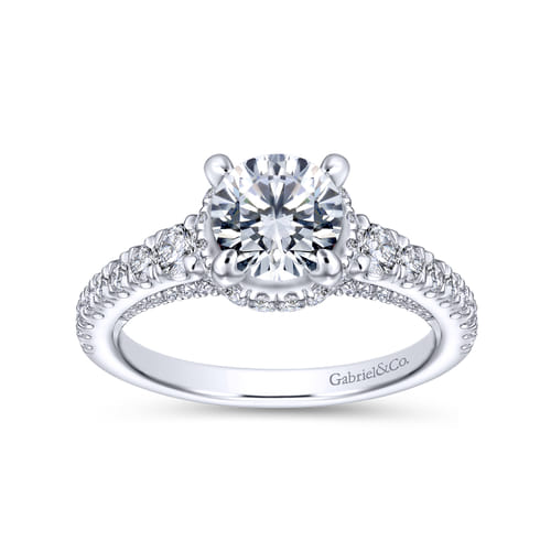 14K White Gold Hidden Halo Round Diamond Engagement Ring 14K White Gold Hidden Halo Round Diamond Engagement Ring