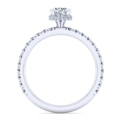 14K White Gold Hidden Halo Round Diamond Engagement Ring