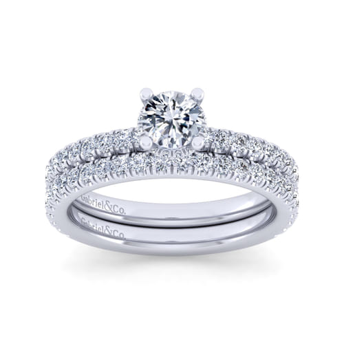 14K White Gold Hidden Halo Round Diamond Engagement Ring