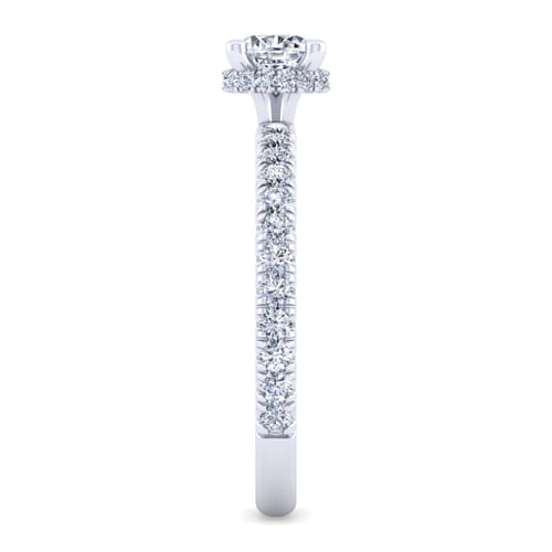 14K White Gold Hidden Halo Round Diamond Engagement Ring