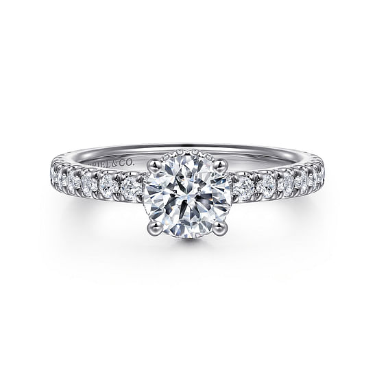 Gabriel - 14K White Gold Hidden Halo Round Diamond Engagement Ring