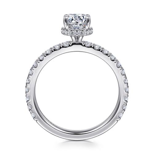 14K White Gold Hidden Halo Round Diamond Engagement Ring