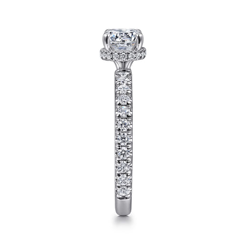 14K White Gold Hidden Halo Round Diamond Engagement Ring