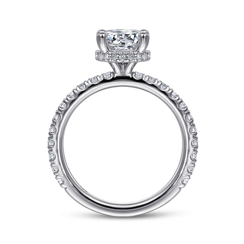 14K White Gold Hidden Halo Round Diamond Engagement Ring