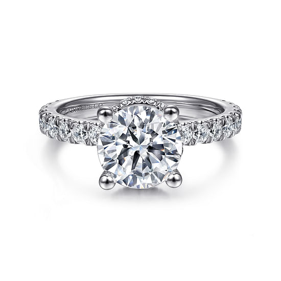 Gabriel - 14K White Gold Hidden Halo Round Diamond Engagement Ring