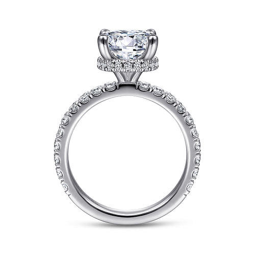 14K White Gold Hidden Halo Round Diamond Engagement Ring