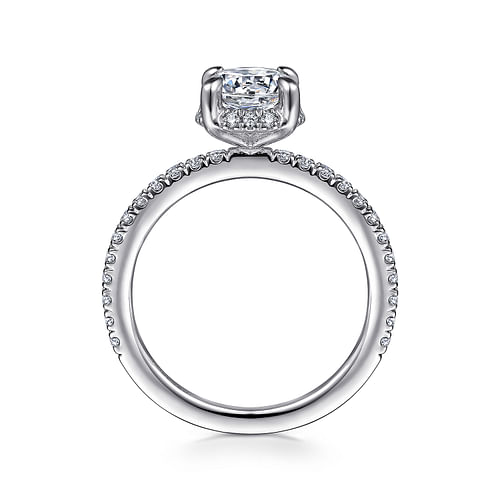 14K White Gold Hidden Halo Round Diamond Engagement Ring