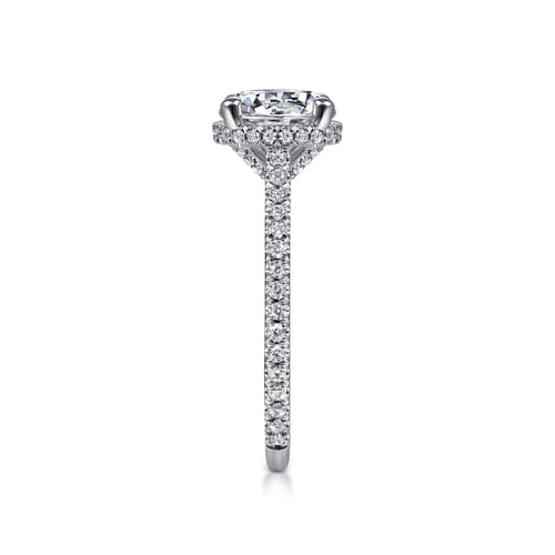 14K White Gold Hidden Halo Round Diamond Engagement Ring