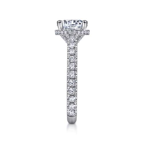 14K White Gold Hidden Halo Round Diamond Engagement Ring