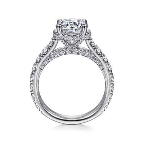 14K White Gold Hidden Halo Round Diamond Engagement Ring