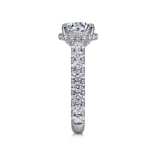 14K White Gold Hidden Halo Round Diamond Engagement Ring