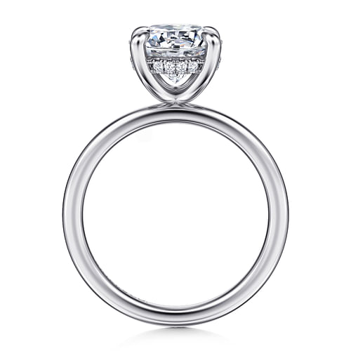 14K White Gold Hidden Halo Round Diamond Engagement Ring
