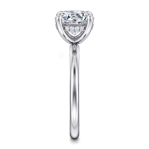 14K White Gold Hidden Halo Round Diamond Engagement Ring