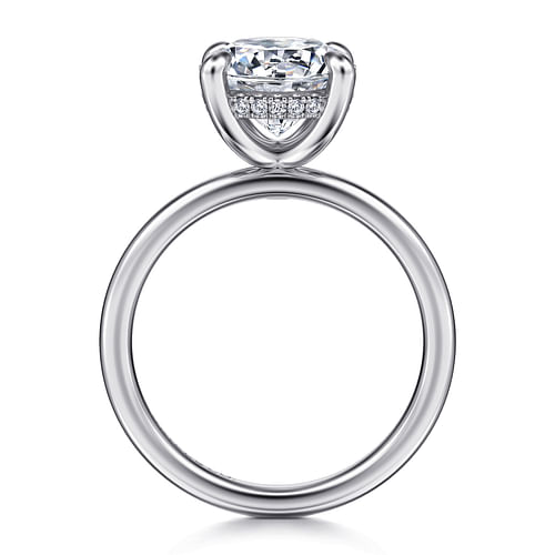 14K White Gold Hidden Halo Round Diamond Engagement Ring