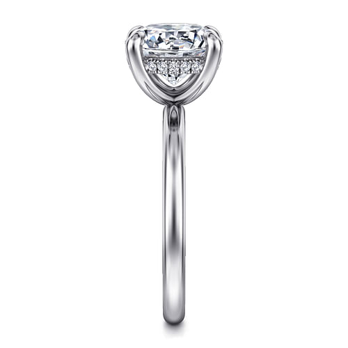 14K White Gold Hidden Halo Round Diamond Engagement Ring