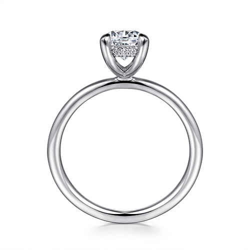 14K White Gold Hidden Halo Round Diamond Engagement Ring