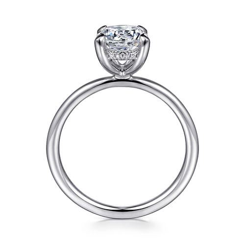 14K White Gold Hidden Halo Round Diamond Engagement Ring