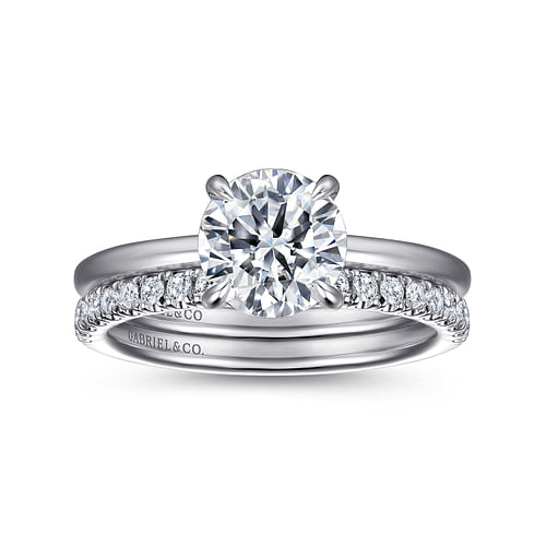 14K White Gold Hidden Halo Round Diamond Engagement Ring