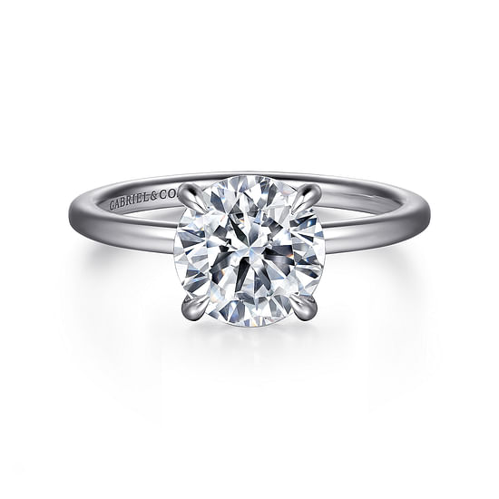 Gabriel - 14K White Gold Hidden Halo Round Diamond Engagement Ring