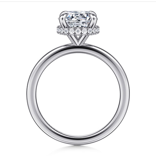 14K White Gold Hidden Halo Round Diamond Engagement Ring