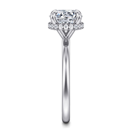 14K White Gold Hidden Halo Round Diamond Engagement Ring