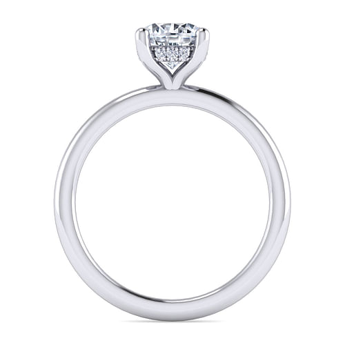 14K White Gold Hidden Halo Round Diamond Engagement Ring