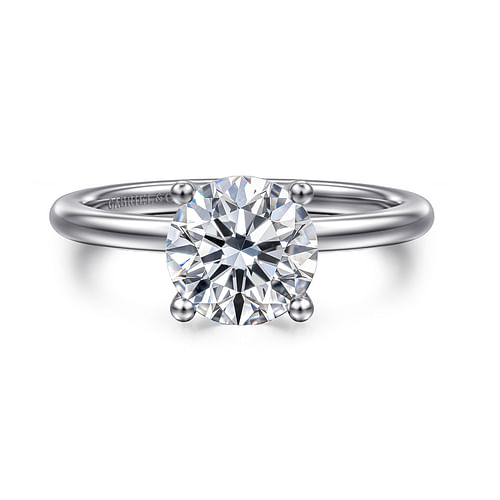 14K White Gold Hidden Halo Round Diamond Engagement Ring