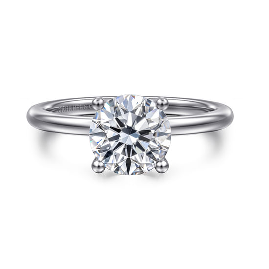 Gabriel - 14K White Gold Hidden Halo Round Diamond Engagement Ring