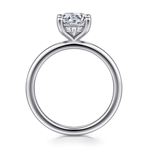 14K White Gold Hidden Halo Round Diamond Engagement Ring