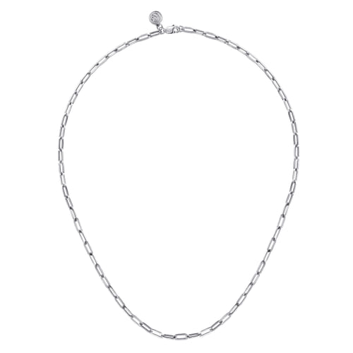 14K White Gold Hollow Paperclip Chain Necklace