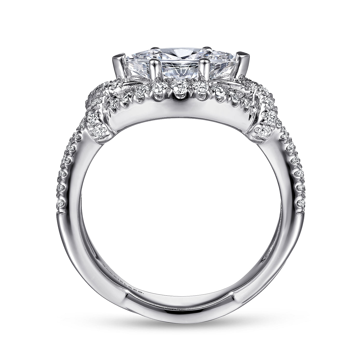 14K White Gold Horizontal Marquise Shape Diamond Engagement Ring