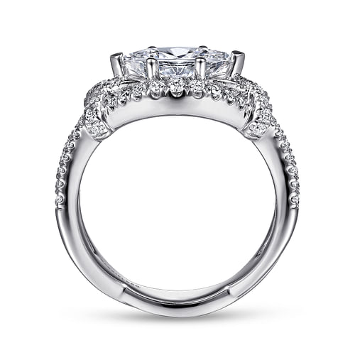 14K White Gold Horizontal Marquise Shape Diamond Engagement Ring