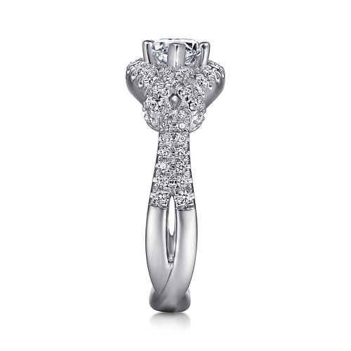 14K White Gold Horizontal Marquise Shape Diamond Engagement Ring