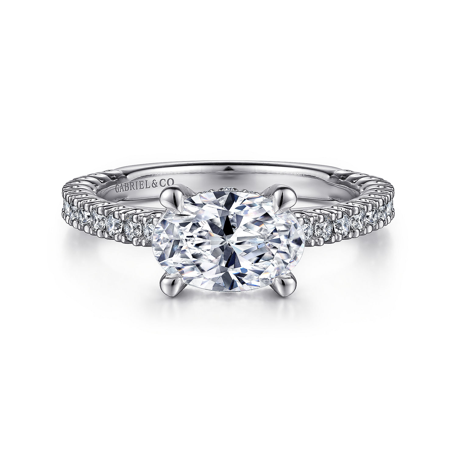 Gabriel - 14K White Gold Horizontal Oval Diamond Engagement Ring