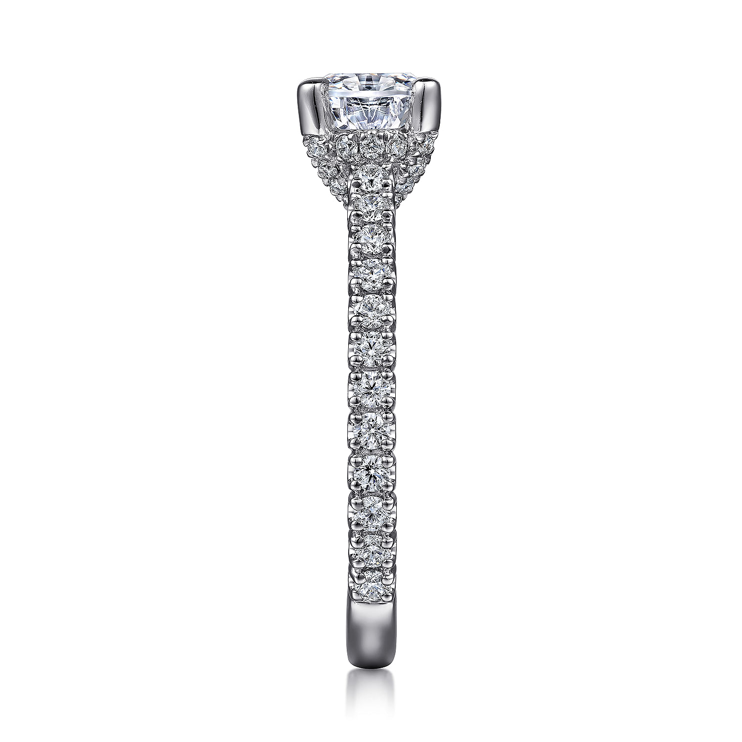 14K White Gold Horizontal Oval Diamond Engagement Ring