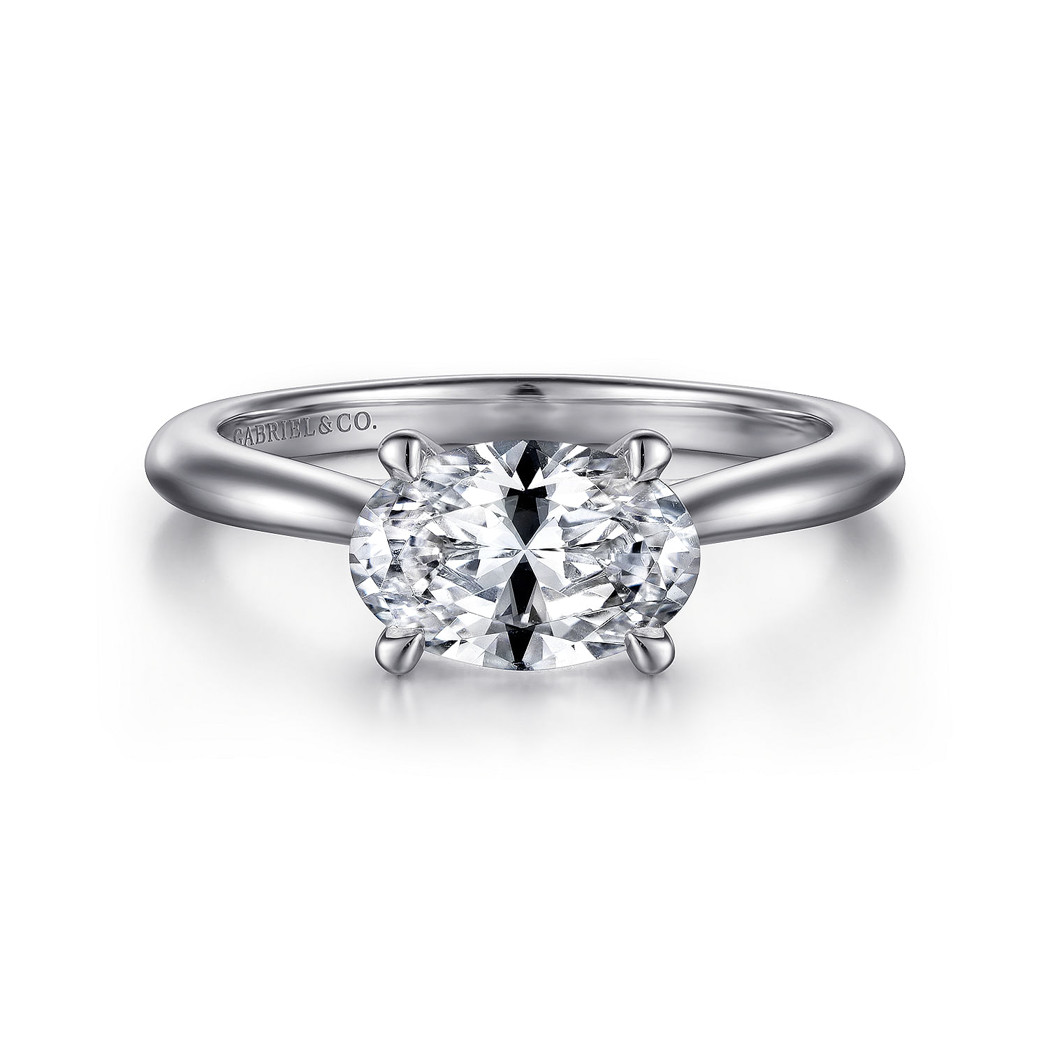 Gabriel - 14K White Gold Horizontal Oval Solitaire Engagement Ring